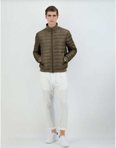 Shop Herno Nylon Ultralight ＆ ニット ボンバージャケット In Military