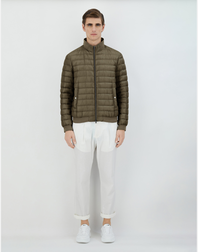 Shop Herno Nylon Ultralight And Knit Bomber Jacket In Military