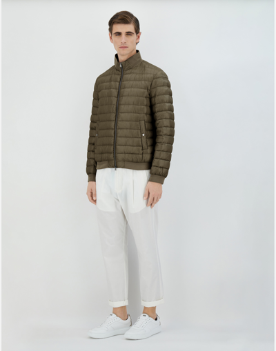 Shop Herno Nylon Ultralight And Knit Bomber Jacket In Military