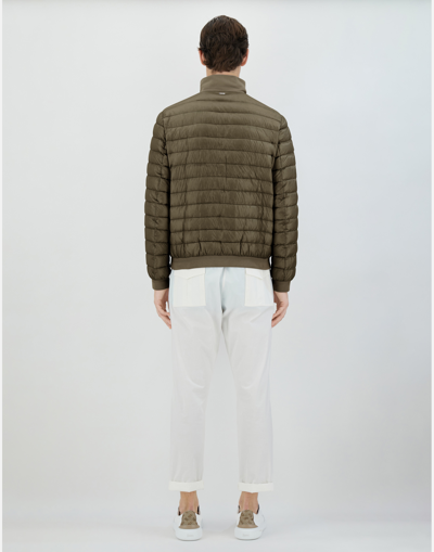 Shop Herno Nylon Ultralight ＆ ニット ボンバージャケット In Military