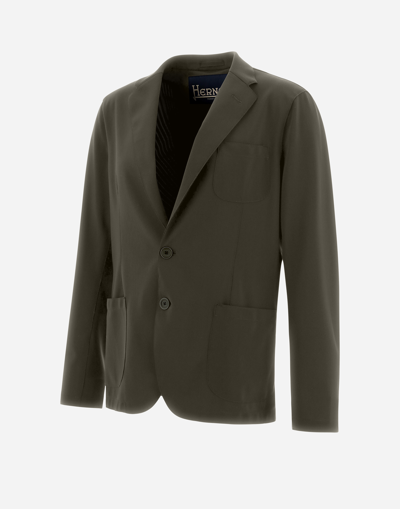 Shop Herno Blazer In Non-washed Light Scuba In Light Military