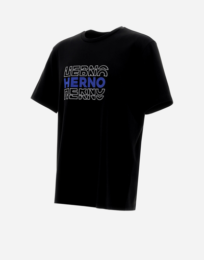 Herno T-shirt In Compact Jersey In Black