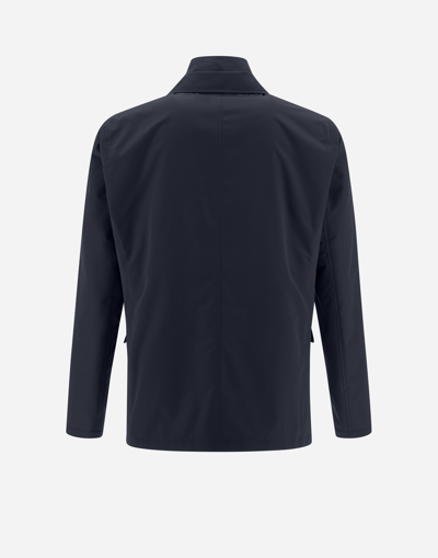 Herno Fabric Jacket With Chest And Front Pockets In Blue
