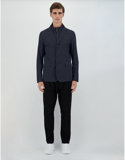 Herno Fabric Jacket With Chest And Front Pockets In Blue