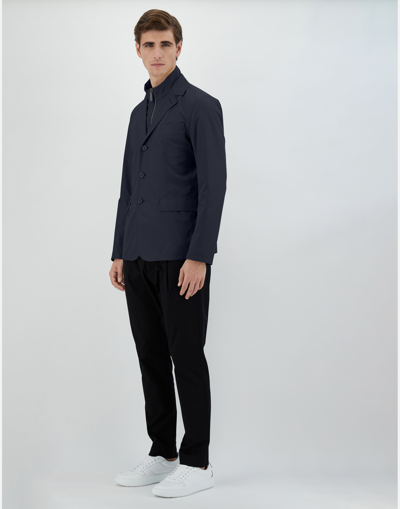 Herno Fabric Jacket With Chest And Front Pockets In Blue