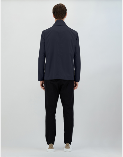 Herno Fabric Jacket With Chest And Front Pockets In Blue