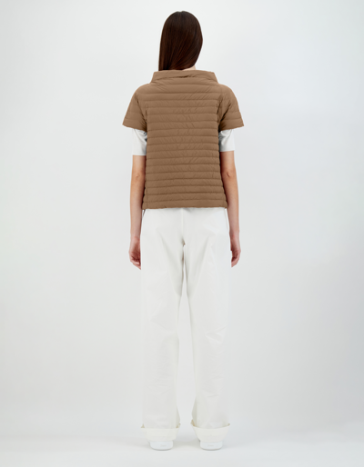 Herno Reversible Ecoage And Nylon Ultralight Cape In Beige/light Blue