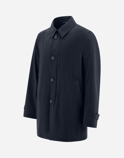 Herno Single-breasted Jacket With Two Front Pockets In Blue