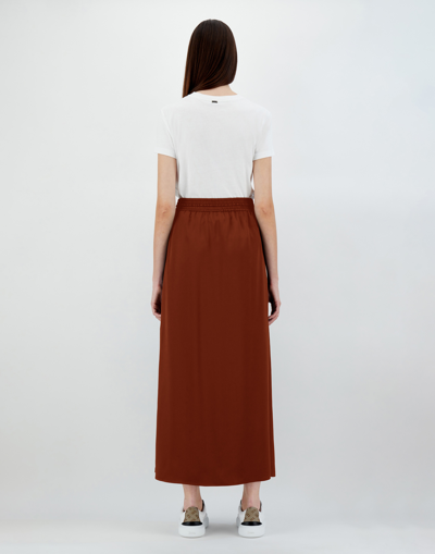 Shop Herno Casual Satin Skirt In Burnt