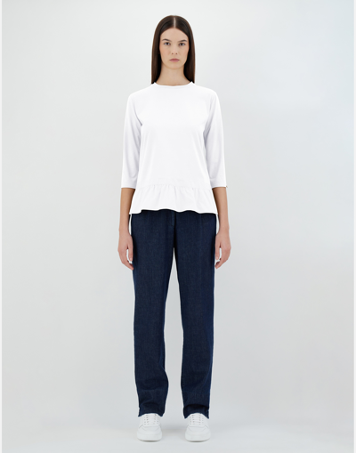 Herno Chic Cotton Jersey ＆ New Techno Taffetà ロングスリーブtシャツ In White