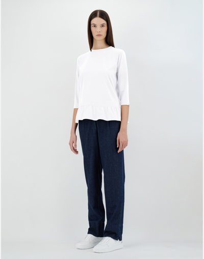 Herno Chic Cotton Jersey ＆ New Techno Taffetà ロングスリーブtシャツ In White
