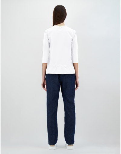 Herno Chic Cotton Jersey ＆ New Techno Taffetà ロングスリーブtシャツ In White