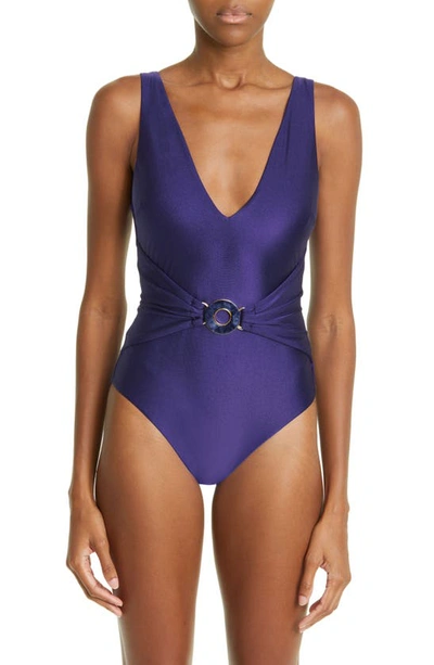 Shop Zimmermann Tiggy Ring Detail One-piece Swimsuit In Navy