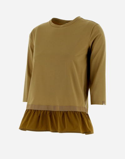 Herno Chic Cotton Jersey ＆ New Techno Taffetà ロングスリーブtシャツ In Sand