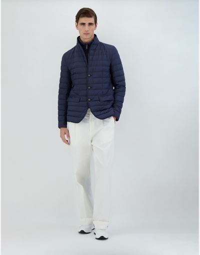 Herno La Giacca Water Resistant Down Blazer With Removable Bib In New Blue