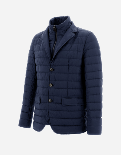 Herno La Giacca Water Resistant Down Blazer With Removable Bib In New Blue