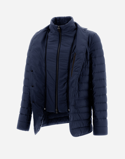Herno La Giacca Water Resistant Down Blazer With Removable Bib In New Blue