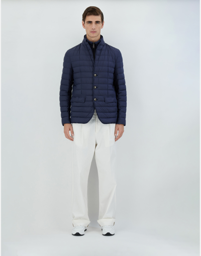 Herno La Giacca Water Resistant Down Blazer With Removable Bib In New Blue