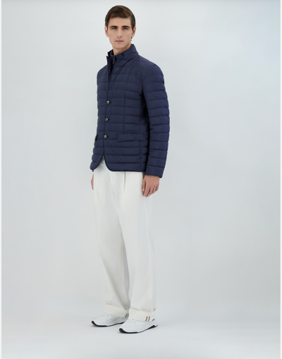 Herno La Giacca Water Resistant Down Blazer With Removable Bib In New Blue