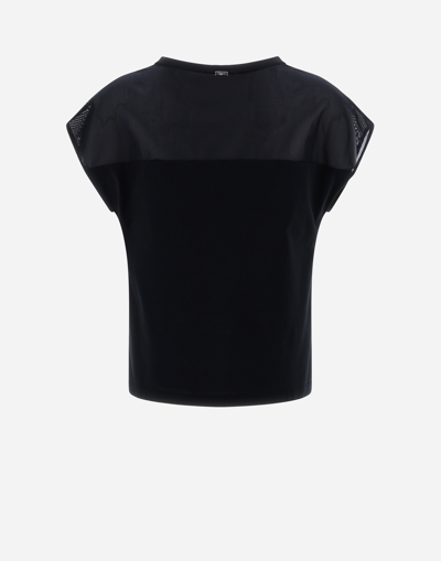 Herno Chic Cotton Jersey ＆ Chic Mesh Tシャツ In Black