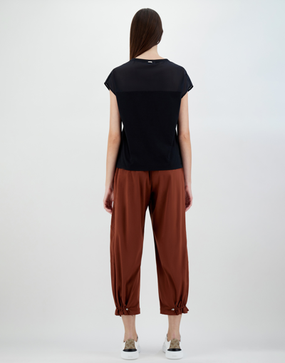 Herno Chic Cotton Jersey ＆ Chic Mesh Tシャツ In Black
