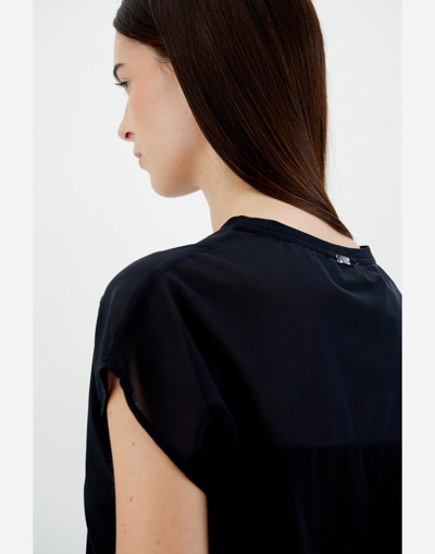 Herno Chic Cotton Jersey ＆ Chic Mesh Tシャツ In Black