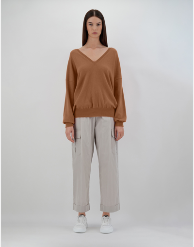 Herno Eternity V-neck Sweater In Camel