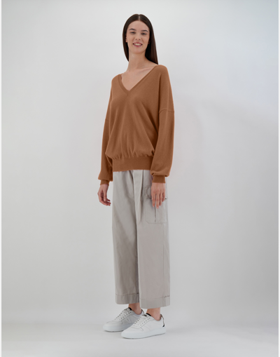 Herno Eternity V-neck Sweater In Camel