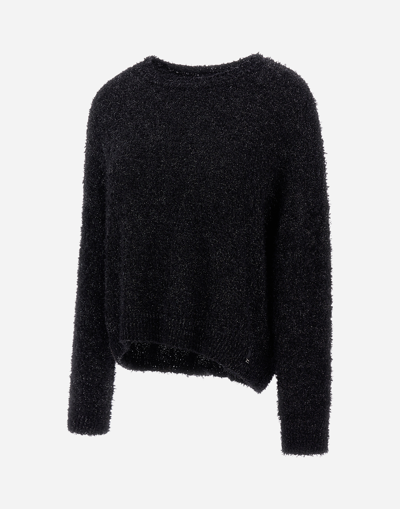 Herno Fluffy Cotton Knit Sweater In Black
