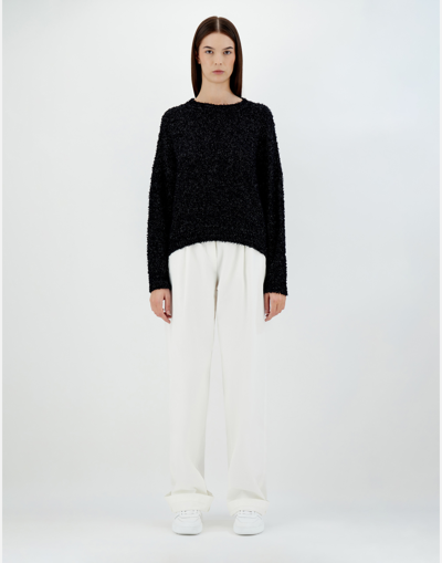 Herno Fluffy Cotton Knit Sweater In Black