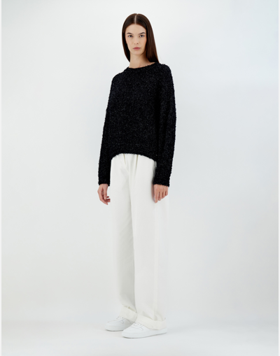 Herno Fluffy Cotton Knit Sweater In Black