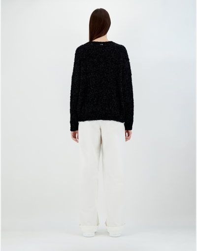 Herno Fluffy Cotton Knit Sweater In Black