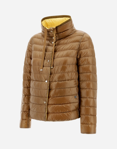 Herno Reversible Down Puffer Jacket In Caramel