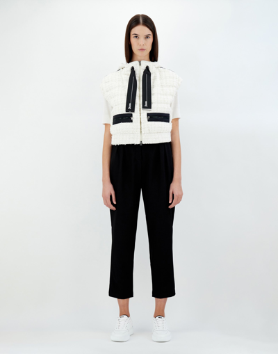 Herno Sleeveless Glam Tweed And Ecoage Jacket In White