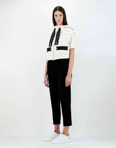 Herno Sleeveless Glam Tweed And Ecoage Jacket In White