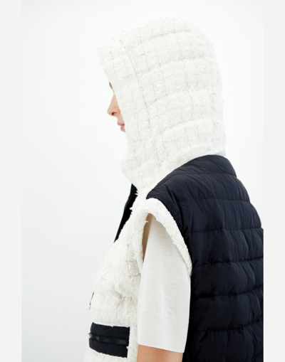 Herno Sleeveless Glam Tweed And Ecoage Jacket In White