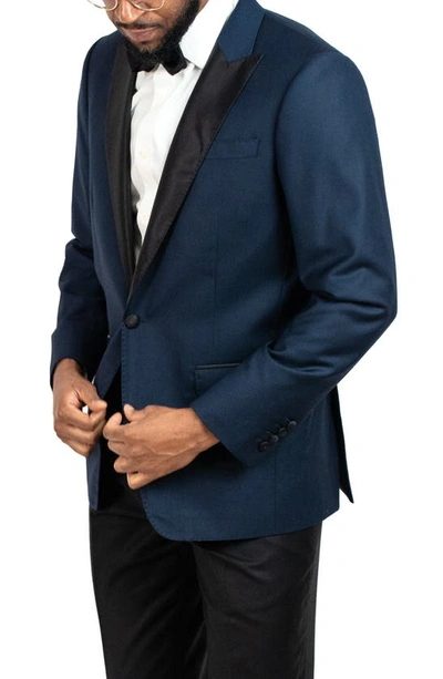 Shop 9tofive Solid Wool Blend Dinner Jacket In Navy