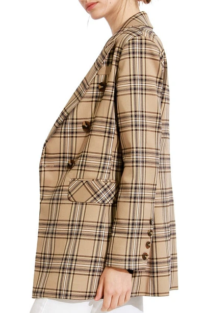 Shop Belle & Bloom Belle And Bloom Too Cool For Work Plaid Double Breasted Blazer In Camel