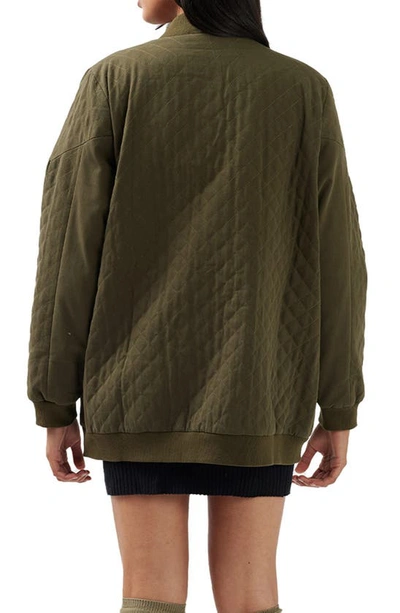 Belle & Bloom Over It Cotton Quilted Bomber Jacket In Military
