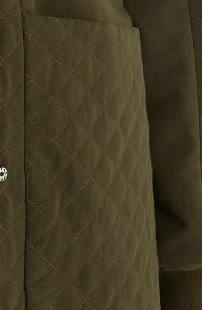 Belle & Bloom Over It Cotton Quilted Bomber Jacket In Military