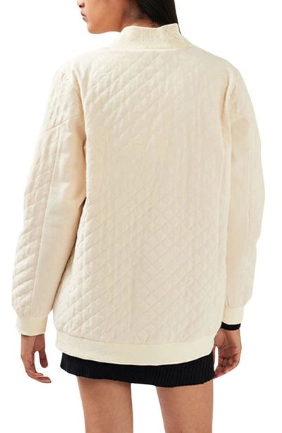 Belle & Bloom Over It Oversize Quilted Bomber Jacket In Cream