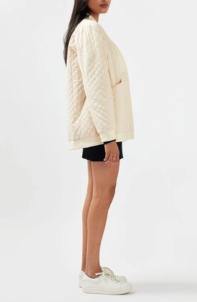 Belle & Bloom Over It Oversize Quilted Bomber Jacket In Cream