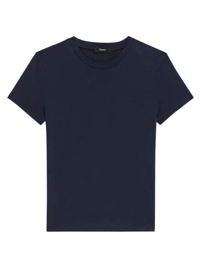 Shop Theory Women's Short Sleeve Cotton T-shirt In Nocturne Navy