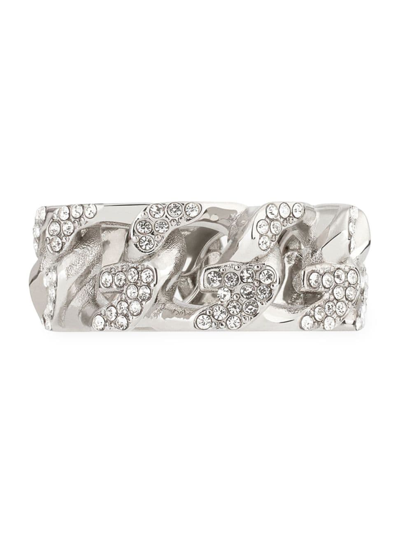 Shop Givenchy Women's G Chain Ring In Metal With Crystals In Silvery