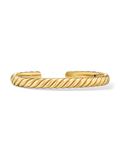 Shop David Yurman Men's Sculpted Cable Cuff Bracelet In 18k Yellow Gold, 7mm