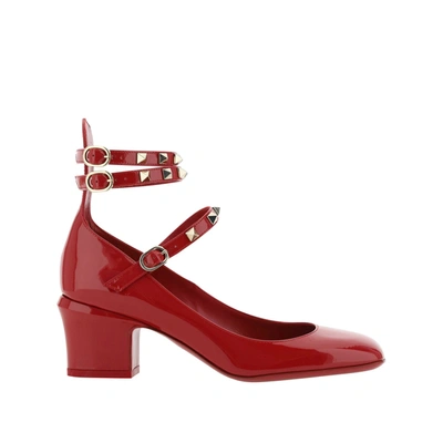 Shop Valentino Ankle Strap Pumps In Red