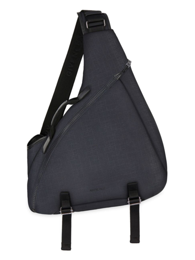 Shop Givenchy Men's Medium G-zip Triangle Bag In 4g Nylon In Black