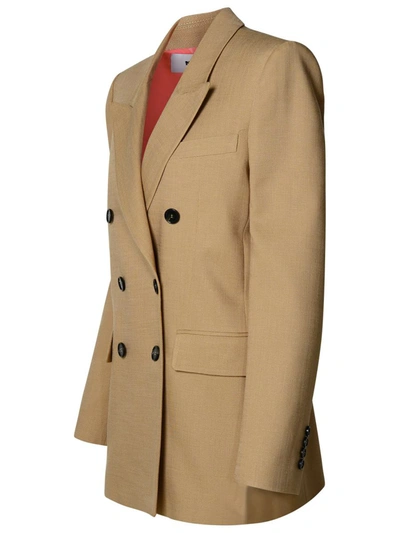 Msgm Double-breasted Blazer In Beige