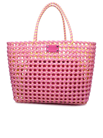 Shop Msgm Large Bag In Two-tone Polyethylene Blend In Pink
