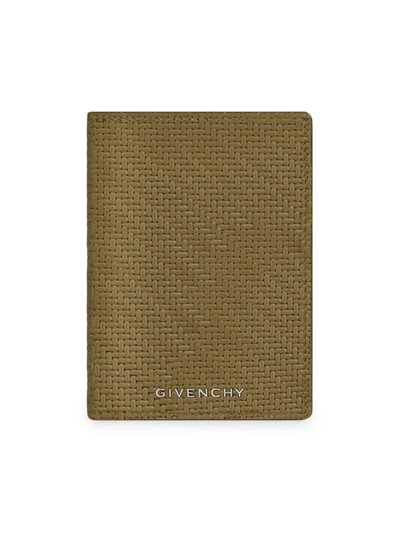 Shop Givenchy Men's Card Holder In Braided Effect Leather In Khaki